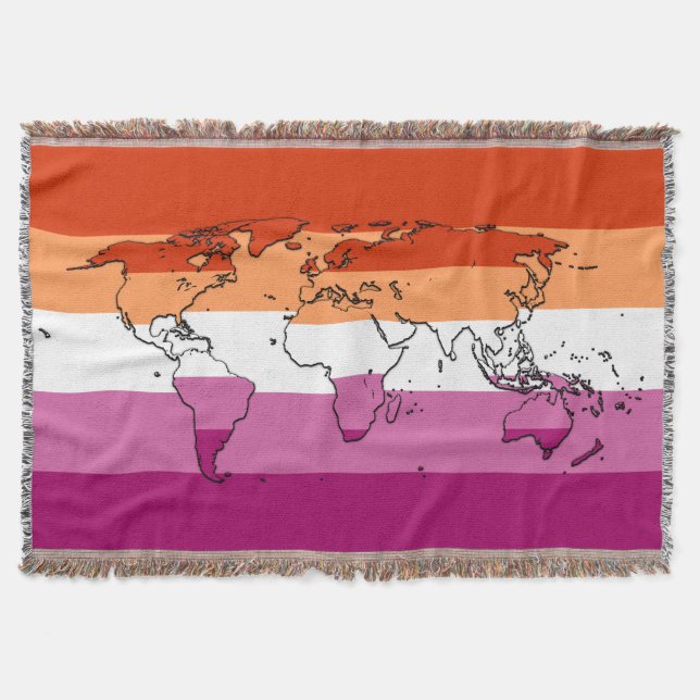 Lesbische Stolzflagge mit Weltkarte Decke (Vorderseite)