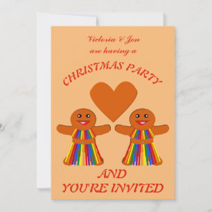 Lesbische Weihnachtsgingerbrot Ladys Couple Custom Einladung