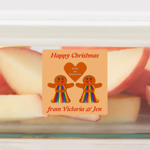 Lesbische Weihnachtsgingerbrot Ladys Couple Custom Etiketten
