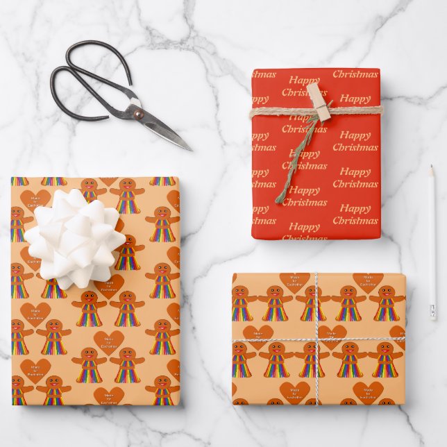 Lesbische Weihnachtsgingerbrot Ladys Couple Custom Geschenkpapier Set (Vorderseite)