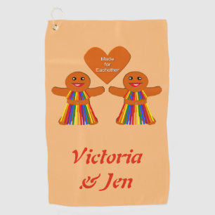 Lesbische Weihnachtsgingerbrot Ladys Couple Custom Golfhandtuch