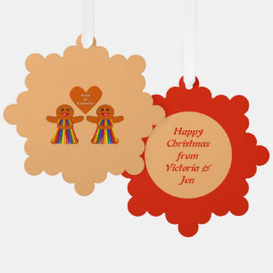 Lesbische Weihnachtsgingerbrot Ladys Couple Custom Ornament Karte