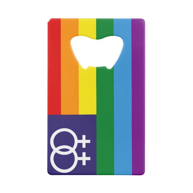Lesbischer Doppel-Venus-Regenbogen-Pride Geldbeutel Flaschenöffner (Rückseite)