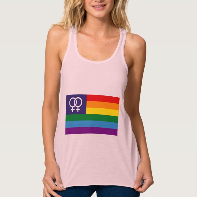 Lesbischer Doppel-Venus-Regenbogen-Pride Tank Top (Vorderseite)