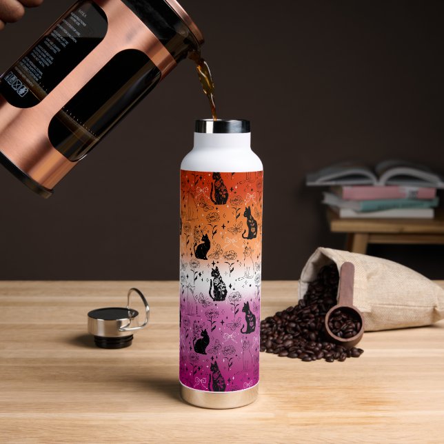 Lesbischer Pride Black Cat - Mystische Hexerei Trinkflasche (Kaffee)