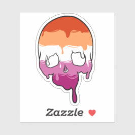 Lesbischer Pride Dripping Skull Aufkleber