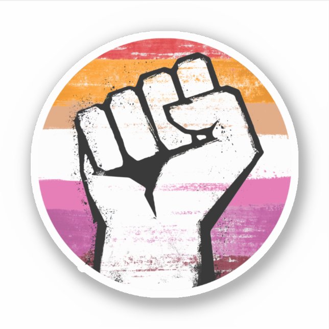Lesbischer Pride Fist Circle Print Aufkleber (Vorderseite)