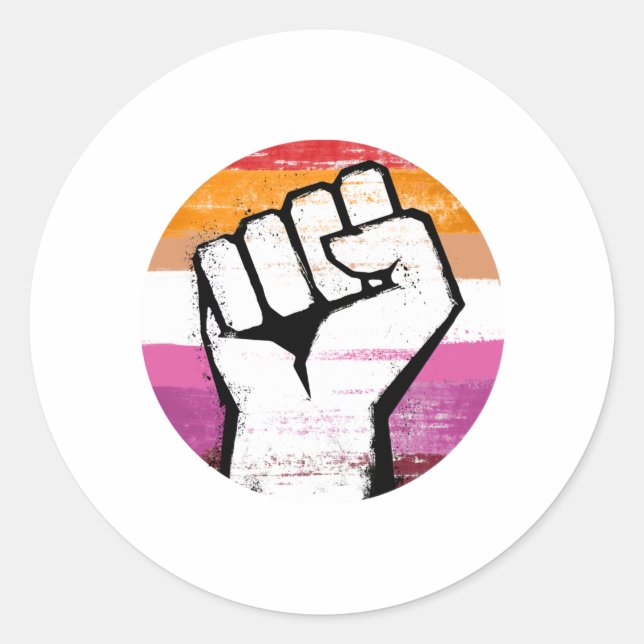 Lesbischer Pride Fist Circle Print Runder Aufkleber (Vorderseite)