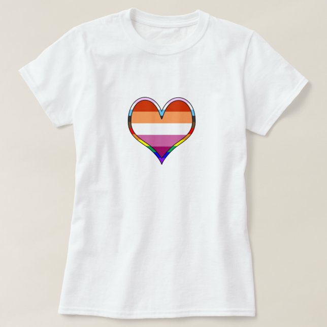 Lesbischer Pride Heart T - Shirt (Design vorne)