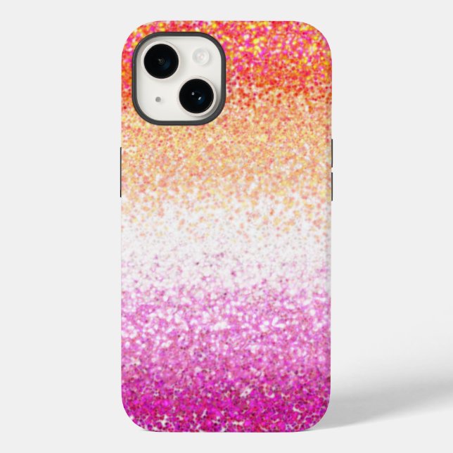 Lesbischer Pride Pink Glitzer Gradient Sparkle Case-Mate iPhone 14 Hülle (Rückseite)