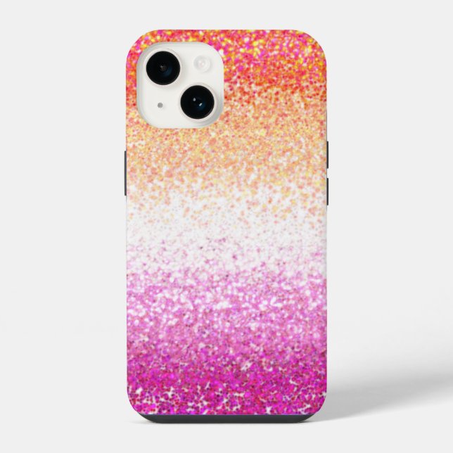 Lesbischer Pride Pink Glitzer Gradient Sparkle iPhone 14 Hülle (Rückseite)