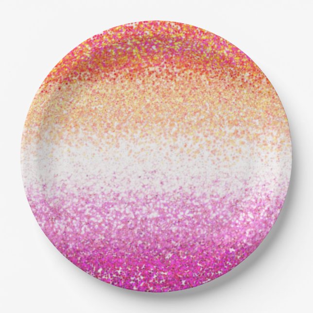 Lesbischer Pride Pink Glitzer Gradient Sparkle Pappteller (Vorderseite)