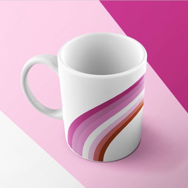 Lesbischer Pride Pink Rainbow Flag Monogram Kaffeetasse (Von Creator hochgeladen)