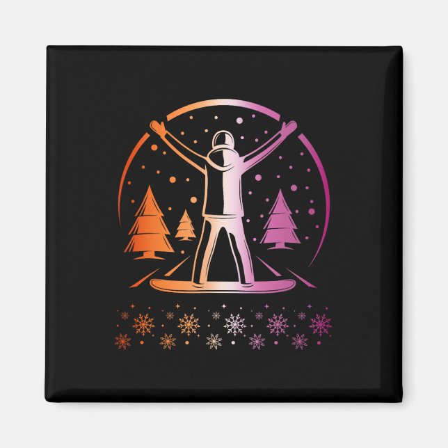 Lesbischer Pride Subtle Lgbtq Snowboarden Winter O Magnet (Vorne)
