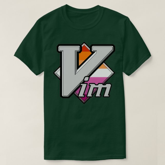 Lesbischer Pride Vim Logo T-Shirt (Design vorne)