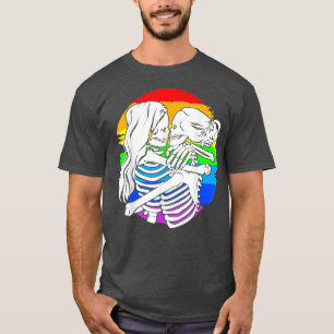 Lesbischer Skeleton Couple Lesbian Pride zu Hallow T-Shirt