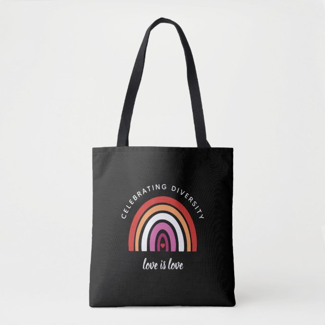 Lesbischer Stolz feiern Diversity Liebe ist Liebe Tasche (Vorderseite)