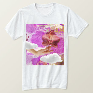 Lesbischer Stolz Rosa Orchidee Ästhetik Sapphisch T-Shirt