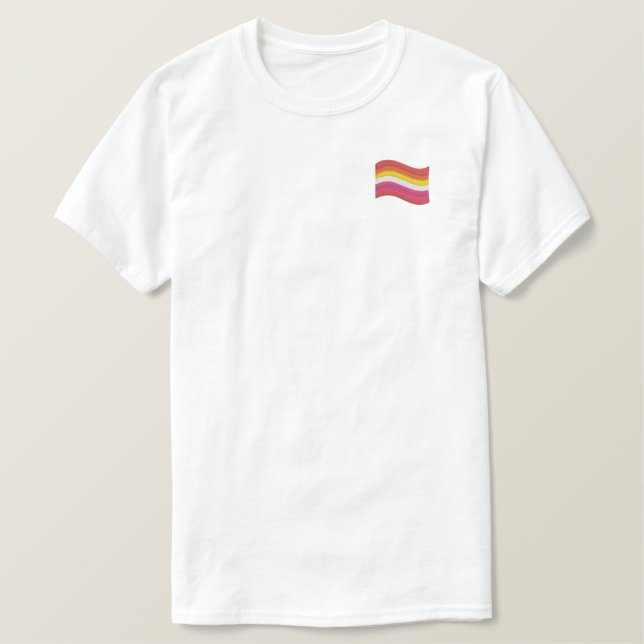 Lesbischer Stolzfahne bestickter T - Shirt (Design vorne)