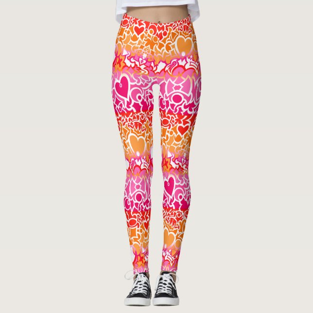Lesbischer Sunset Pride Squiggle Leggings (Vorderseite)