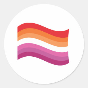 Lesbischer Sunset Pride Wavy Flag Runder Aufkleber