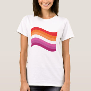Lesbischer Sunset Pride Wavy Flag T-Shirt
