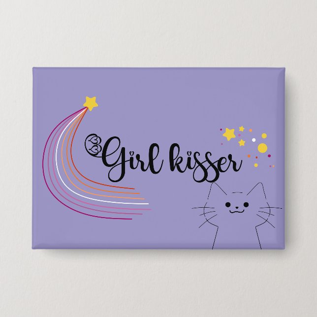 Lesbisches Mädchen-Kisser-Button Button (Vorderseite)