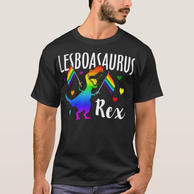 Lesboasaurus Rex Lesbian Dinosaur Pride LGBT Rainb T-Shirt (Vorderseite)