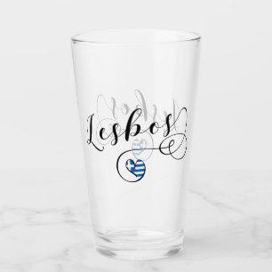 Lesbos, griechisches Herz in Flag, Griechenland Glas