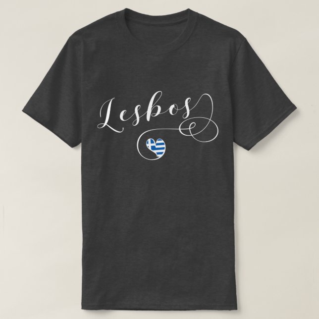 Lesbos, griechisches Herz in Flag, Griechenland T-Shirt (Design vorne)