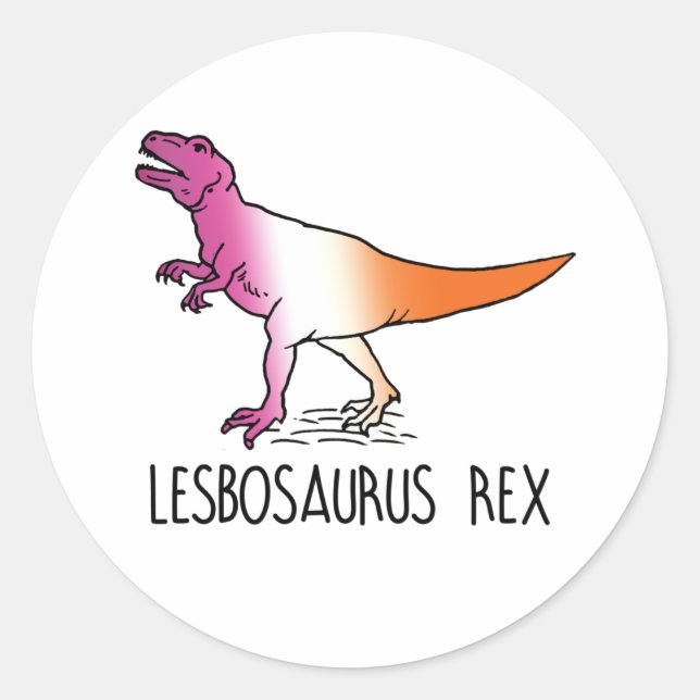 Lesbosaurus Rex Runder Aufkleber (Vorderseite)