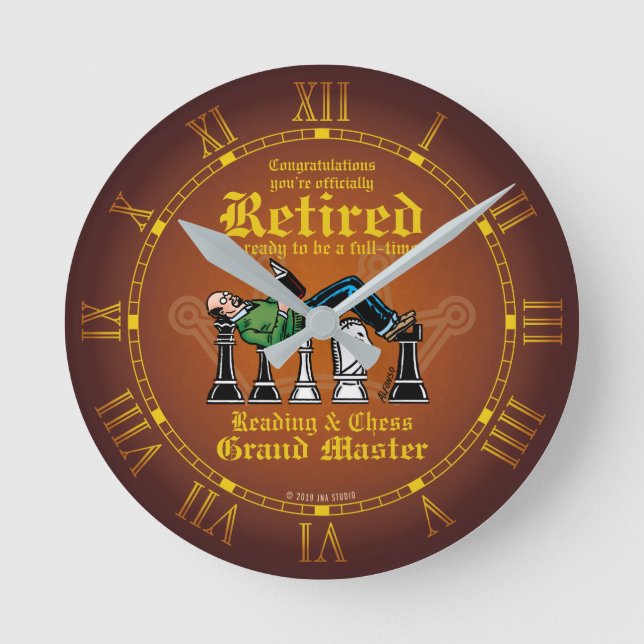 Lese- und Schachgroßmeister Runde Wanduhr (Vorderseite)