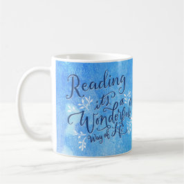 Lesebuch-Bibliothekar-blaues Typografie-Zitat Kaffeetasse