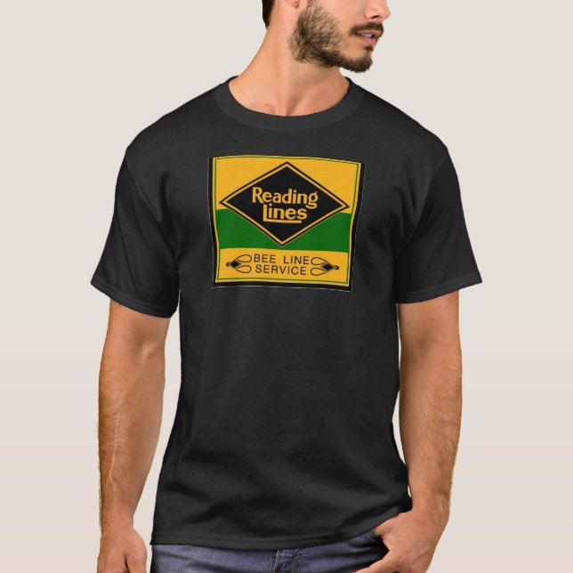 Leseeisenbahn-Linien, Luftlinie-Service-Schwarzes T-Shirt (Vorderseite)