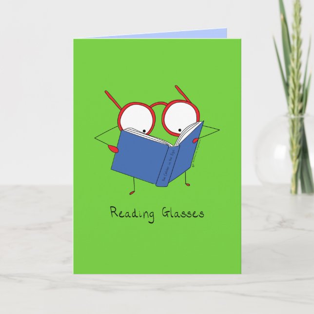 Leseglasche - Eyeglasses & Book Grußkarte Karte (Vorderseite)