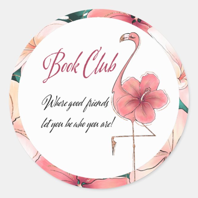 Lesegruppe Buch Club Bibliophile Flamingo Pink Runder Aufkleber (Vorderseite)