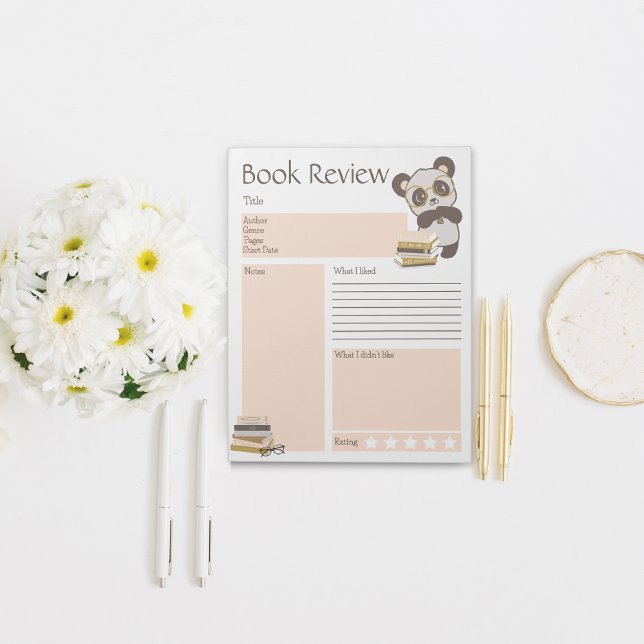 Lesekarten für Kinder in der Schule Notizblock (Reading Collection Notepad Book Review Panda)