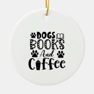Lesekunst Hunde Bücher und Kaffee Keramik Ornament