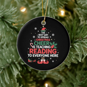Leselhrer Weihnachtself Weihnachtsfreude Keramik Ornament