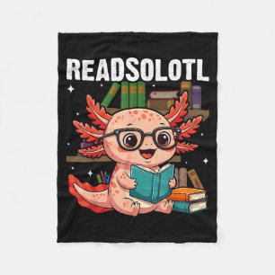 Leselototl kawaii Axolotl lustiger Leser Buchliebh Fleecedecke