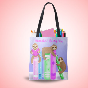 Lesemappe 'Faultier Mädchen' personalisiert  Tasche