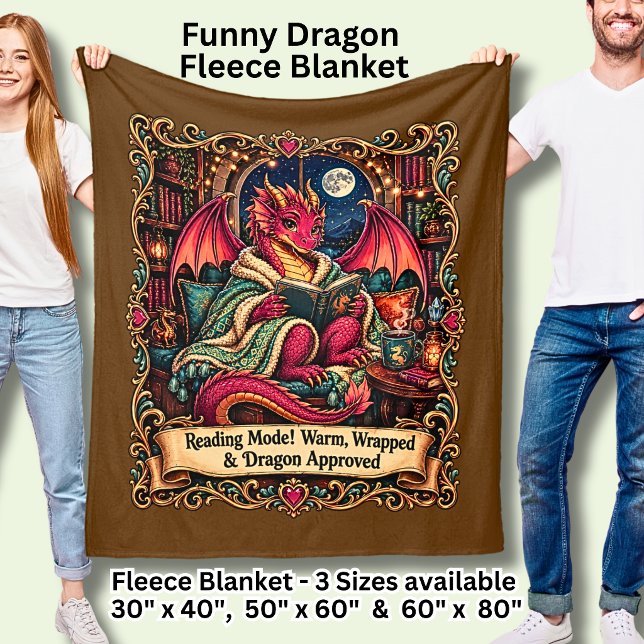 Lesemodus!  Lustiger roter Drache  Fleecedecke (Von Creator hochgeladen)