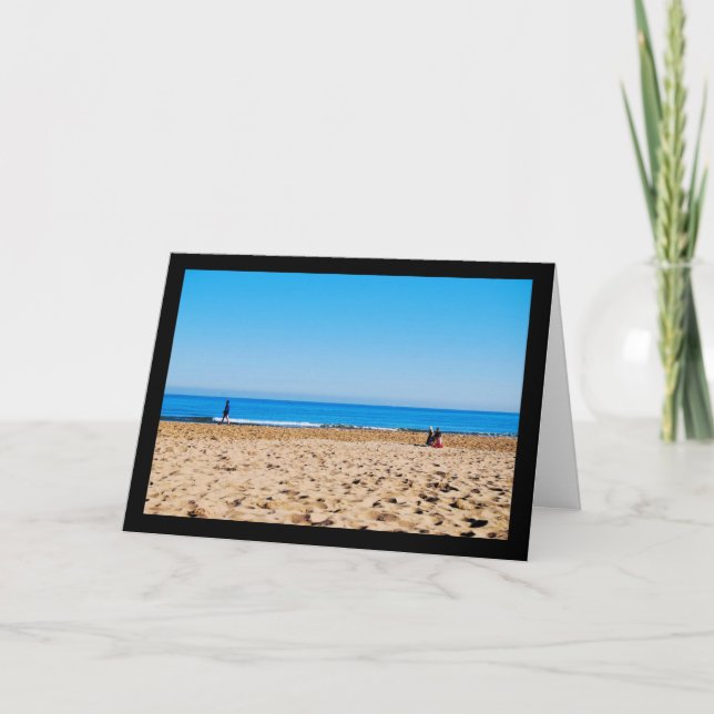 Lesen am sandigen Strand Karte (Vorderseite)