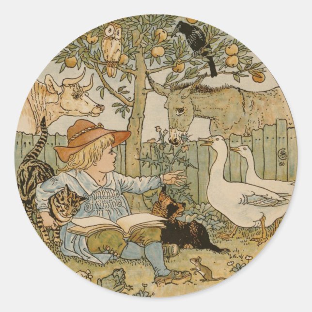 Lesen an die Tiere Runder Aufkleber (Vorderseite)