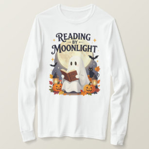 Lesen beim Mondlicht Geist Halloween  T-Shirt