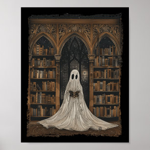 Lesen der Ghost Library Halloween Librarian Book L Poster