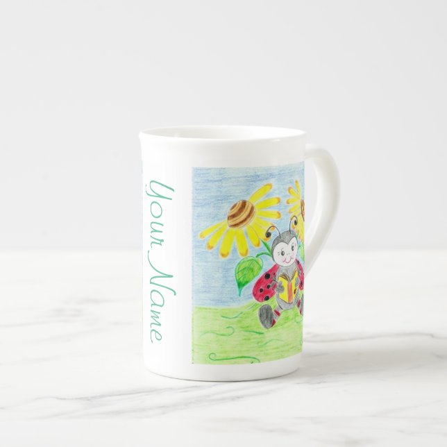 Lesen der ladybug-Knochen-China-Tasse Prozellantasse (Vorderseite Rechts)