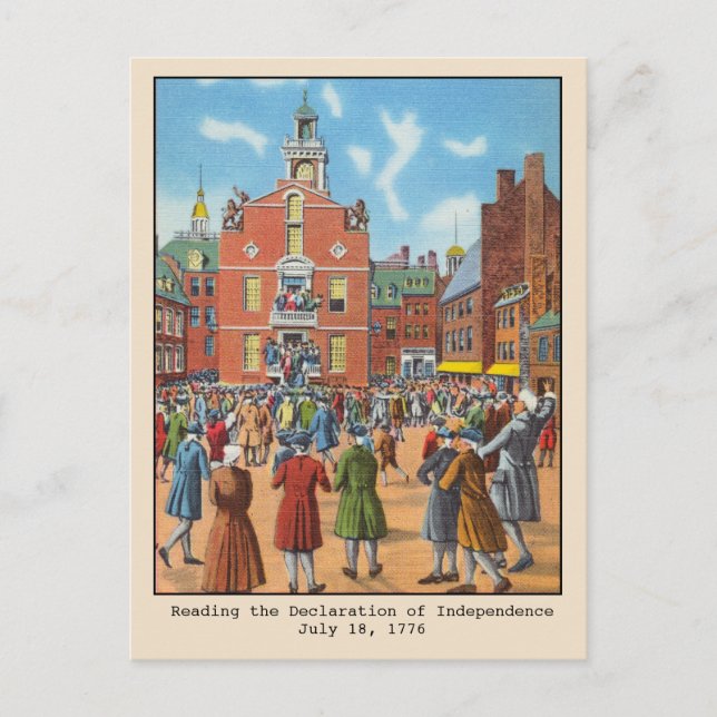 Lesen der Unabhängigkeitserklärung Boston Postkarte (Vorderseite)