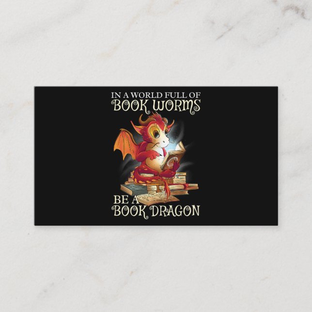 Lesen des Lover Library Book Lover Dragon Bookworm Visitenkarte (Vorderseite)