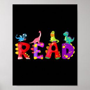 Lesen Dinosaurier lustiger T-Rex Dino Buchliebhabe Poster